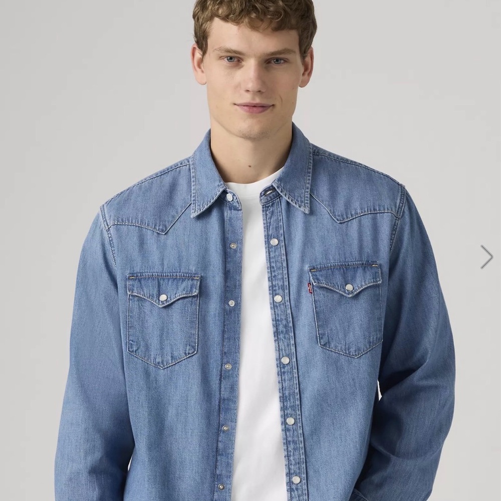 Levi's Blue Casual Western Pearl Snap Down Shirt XXL NWOT